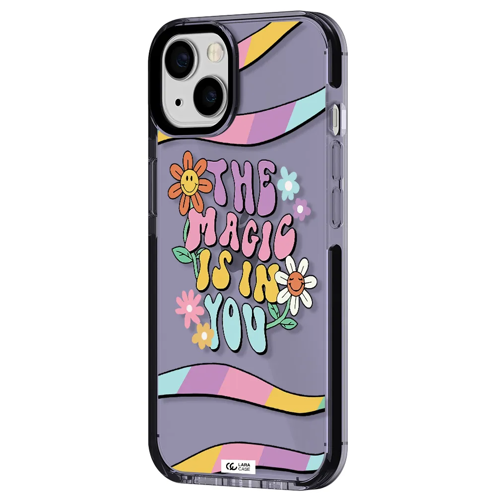 a cartoon text with flowers Apple iPhone 13 impact Lilac Case