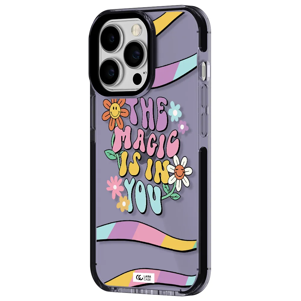 a cartoon text with flowers Apple iPhone 13 Pro impact Lilac Case