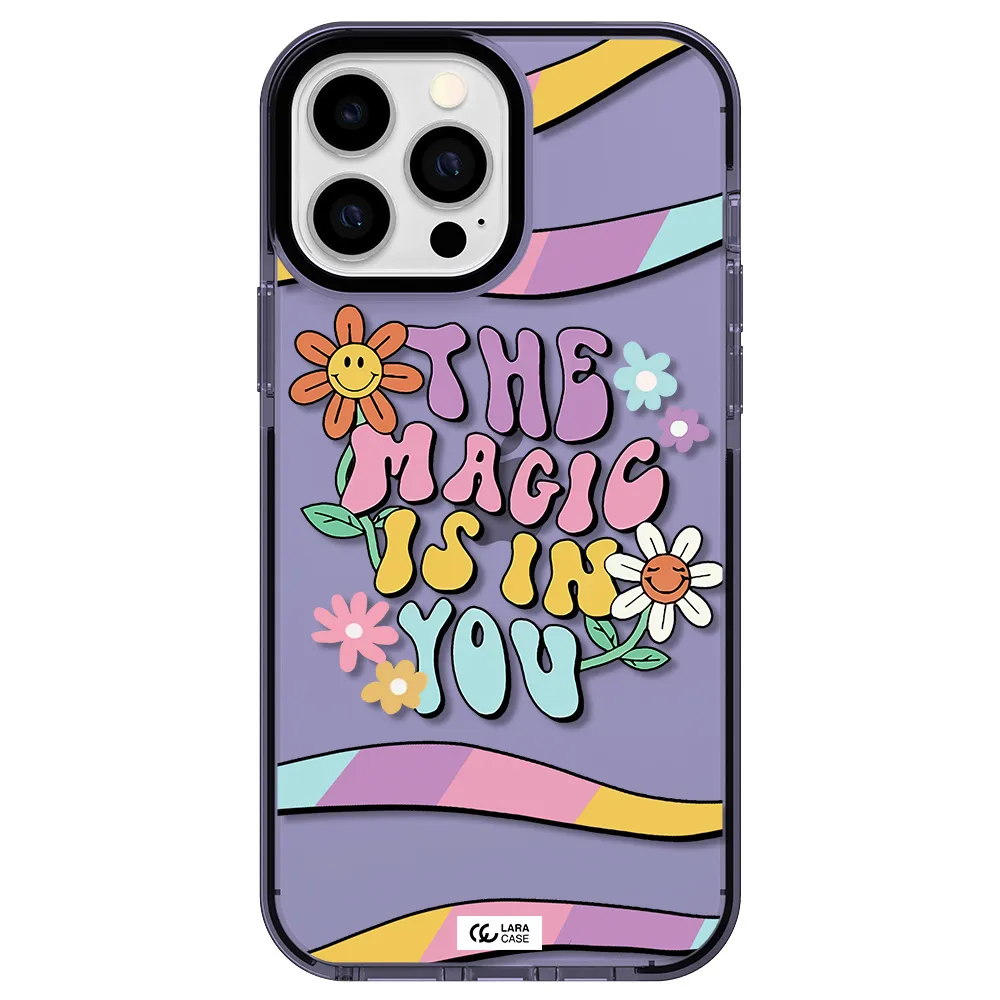 a cartoon text with flowers Apple iPhone 13 Pro Max impact Lilac Case