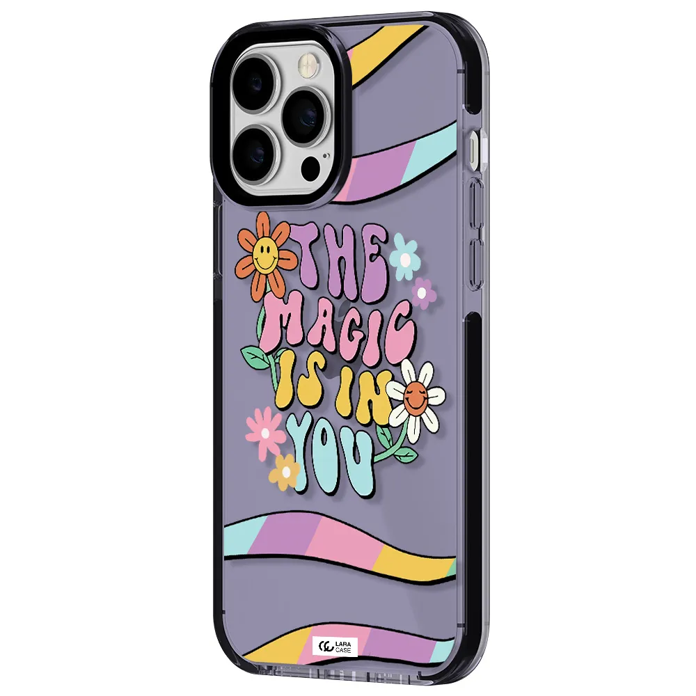 a cartoon text with flowers Apple iPhone 13 Pro Max impact Lilac Case