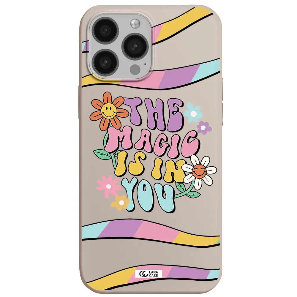 a cartoon text with flowers Apple iPhone 13 Pro Max Silicone Stone Case