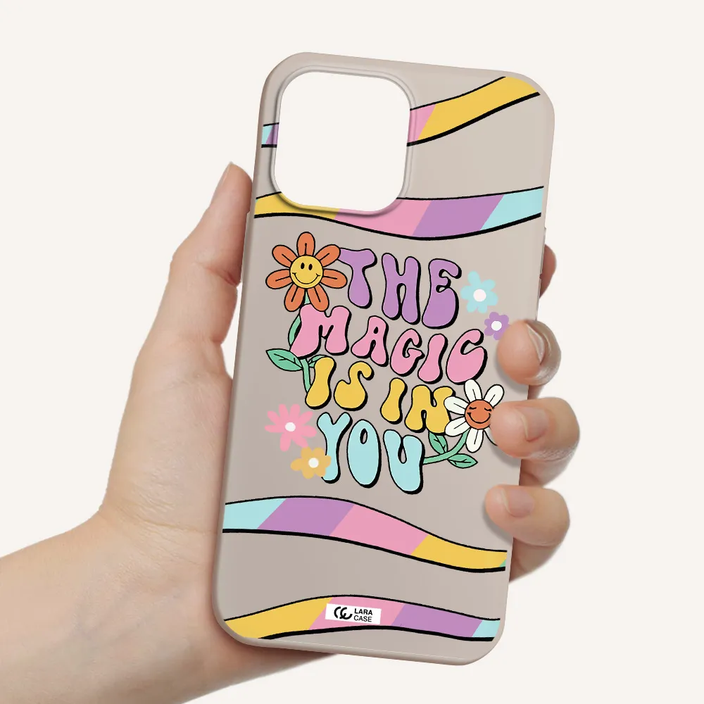 a cartoon text with flowers Apple iPhone 13 Pro Silicone Stone Case