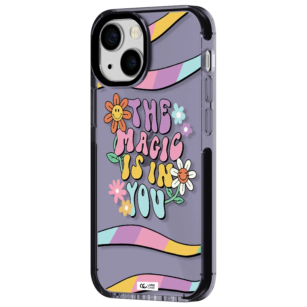 a cartoon text with flowers Apple iPhone 15 impact Lilac Case