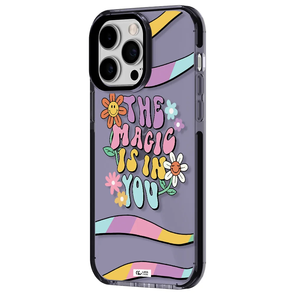 a cartoon text with flowers Apple iPhone 15 Pro Max impact Lilac Case