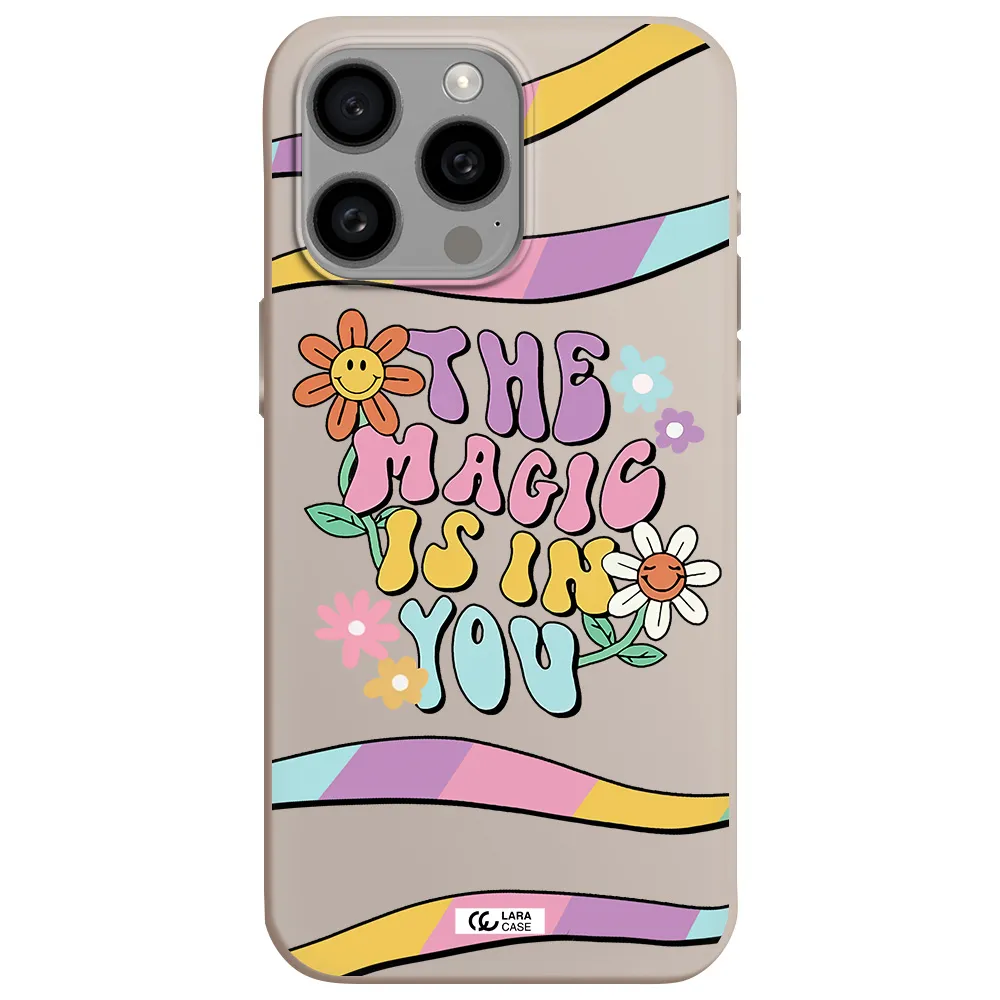 a cartoon text with flowers Apple Iphone 15 Pro max Silicone Stone Case