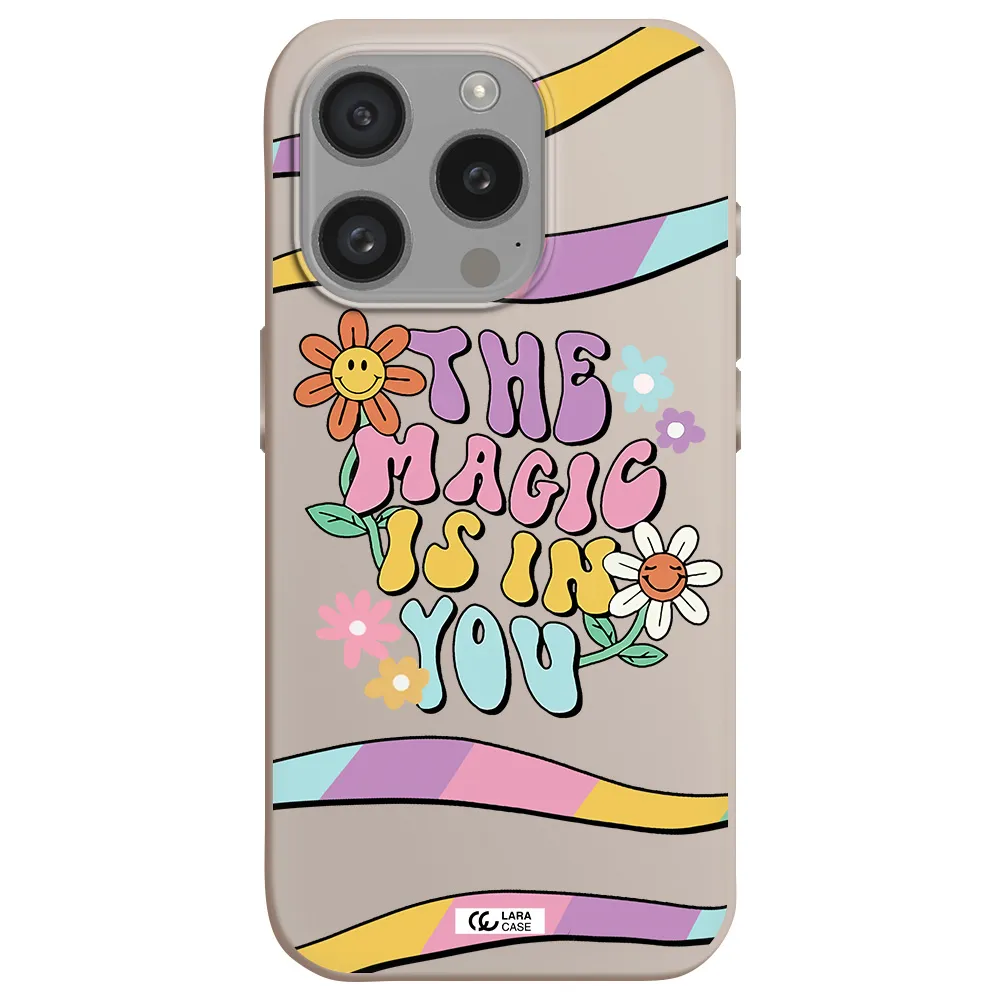 A Cartoon Text With Flowers Apple Iphone 15 Pro Silicone Stone Case