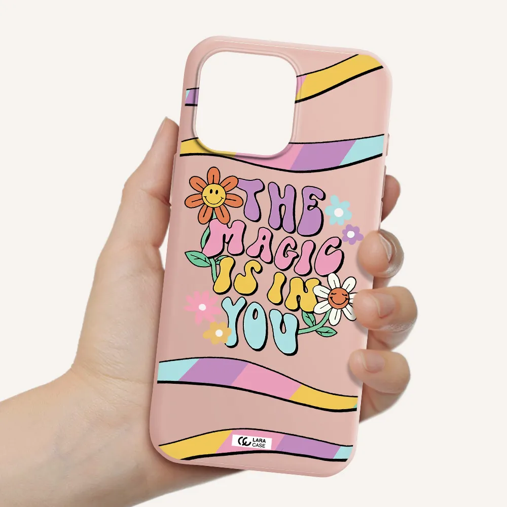 A Cartoon Text With Flowers Apple Iphone 16 Pro Max Silicone Pastel Pink Case