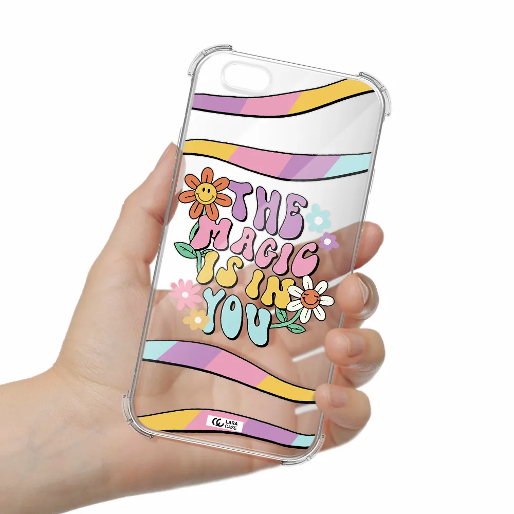 a cartoon text with flowers Apple iPhone 6 Clear PC Case