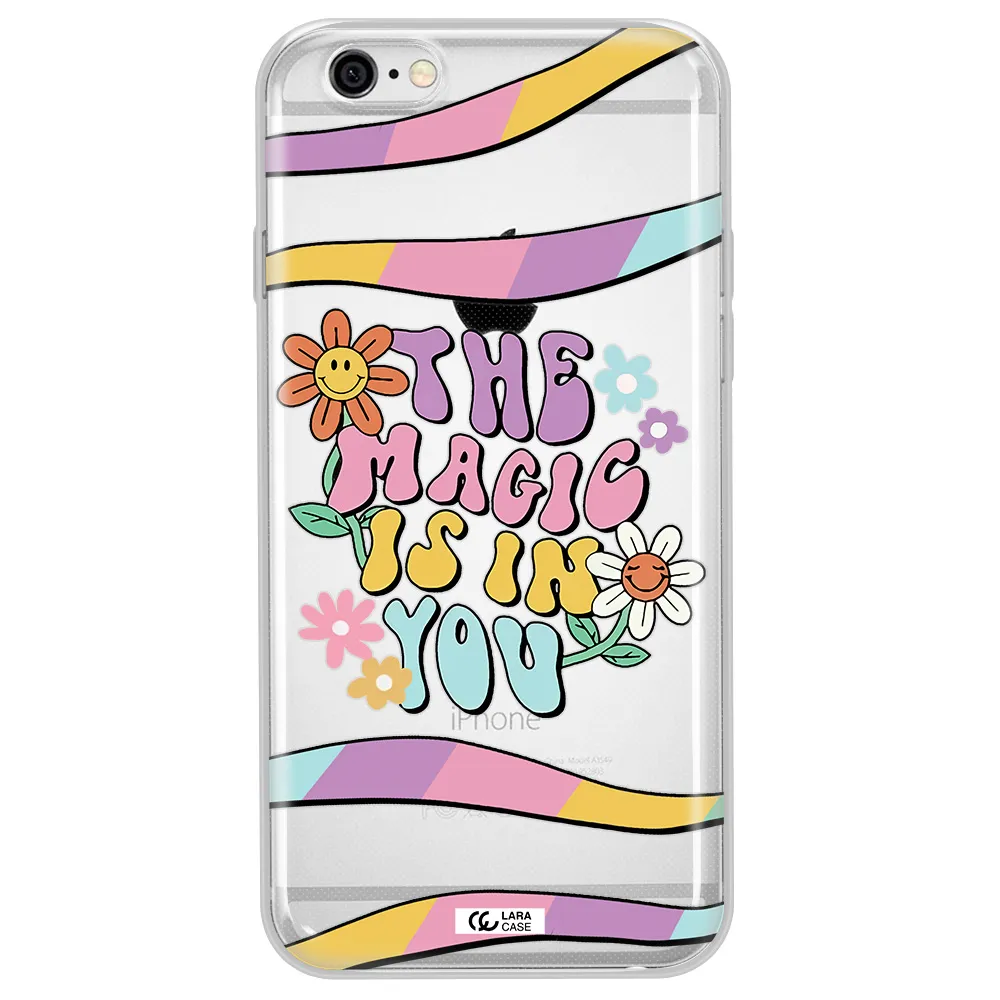 a cartoon text with flowers Apple iPhone 6 Clear TPU Case