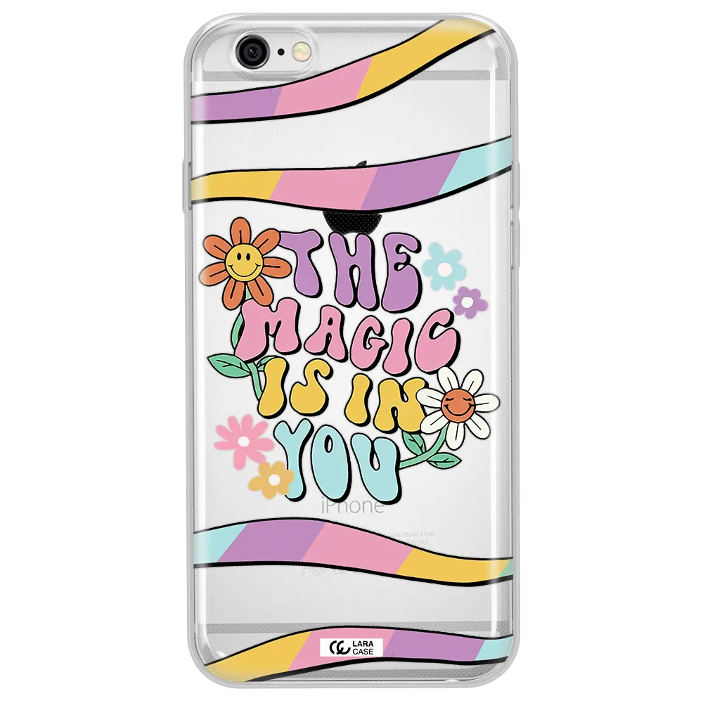 a cartoon text with flowers Apple iPhone 6 plus Clear TPU Case