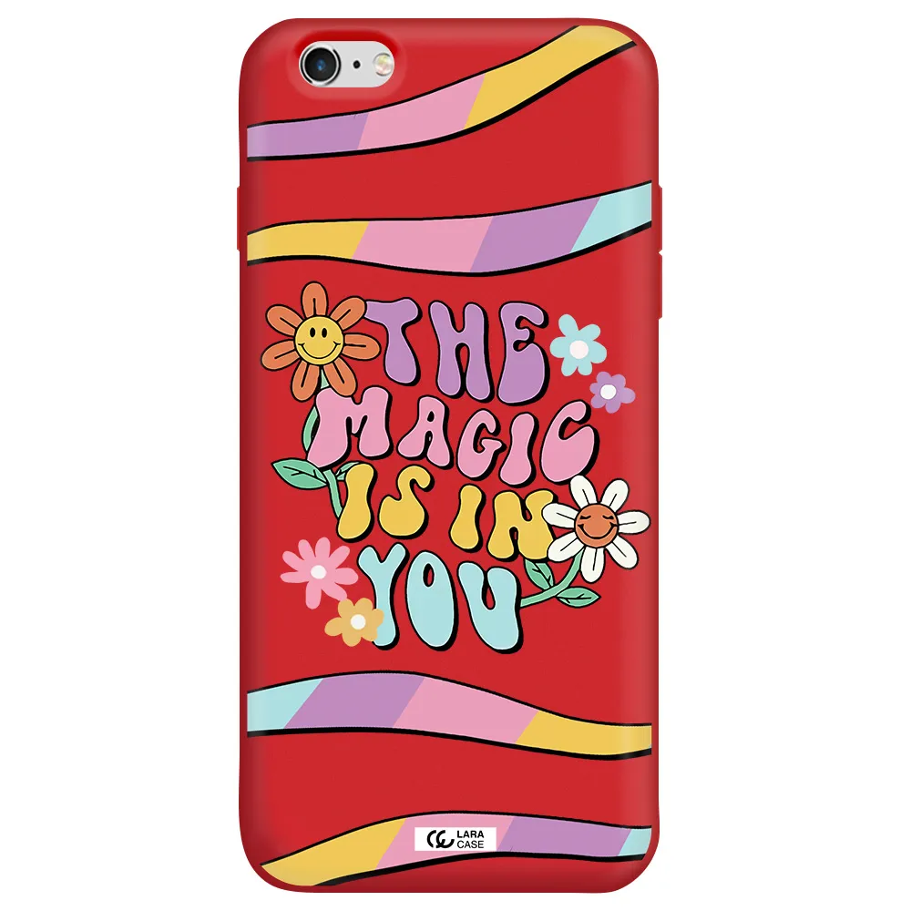 a cartoon text with flowers Apple iPhone 6 plus Silicone Imperial Red Case