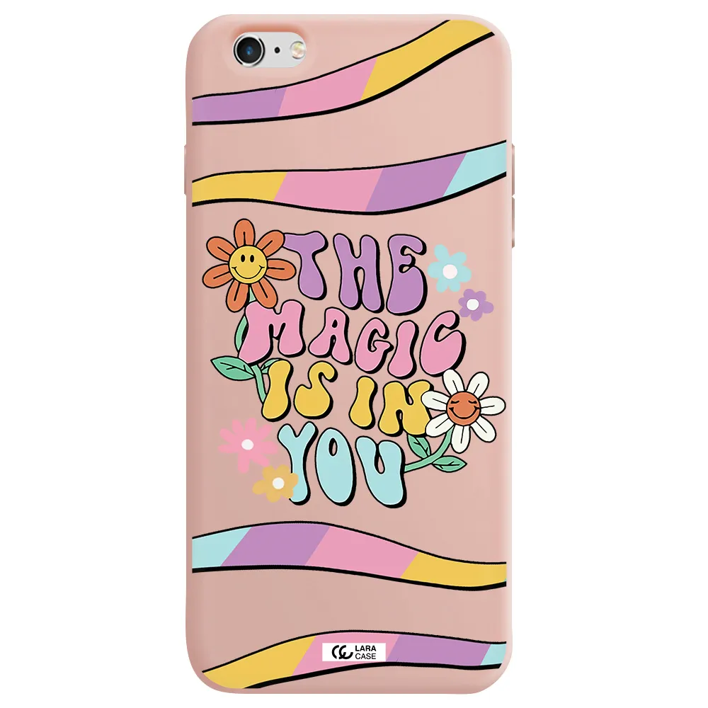 a cartoon text with flowers Apple iPhone 6 plus Silicone pastel pink Case