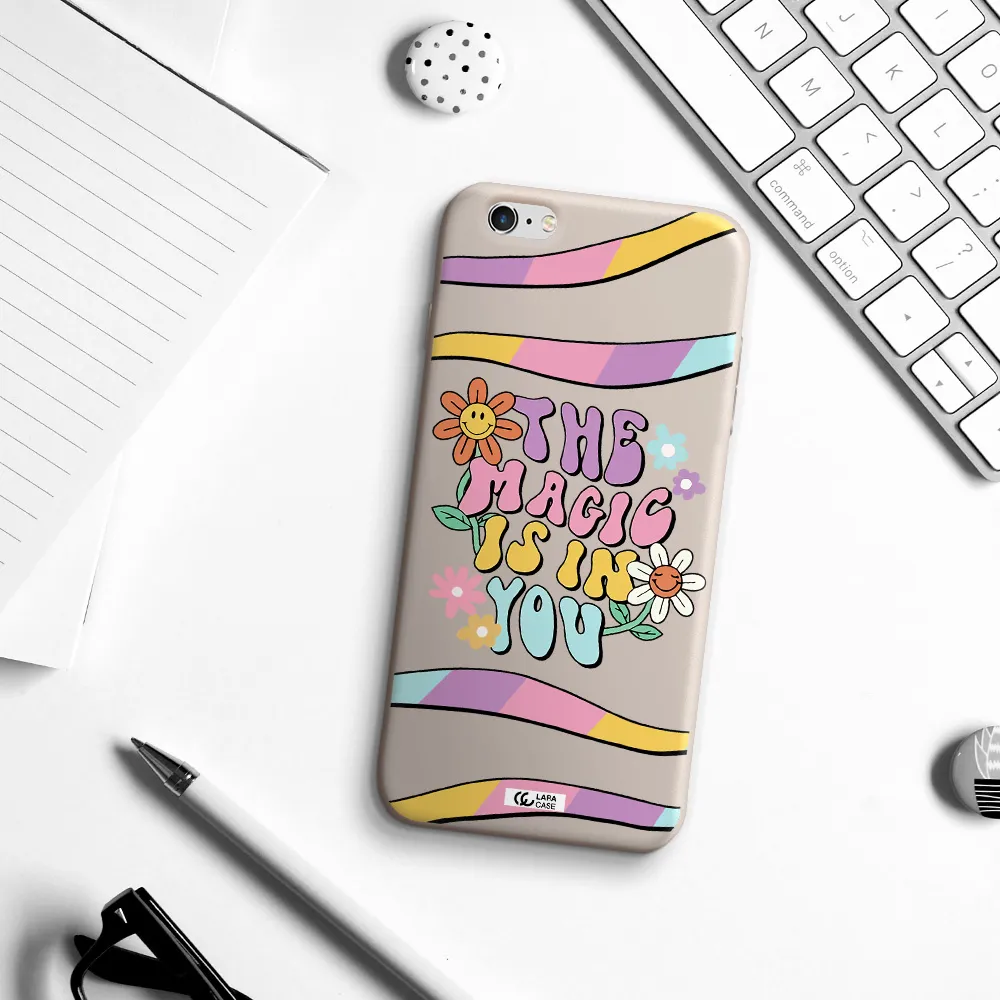 a cartoon text with flowers Apple iPhone 6 plus Silicone Stone Case