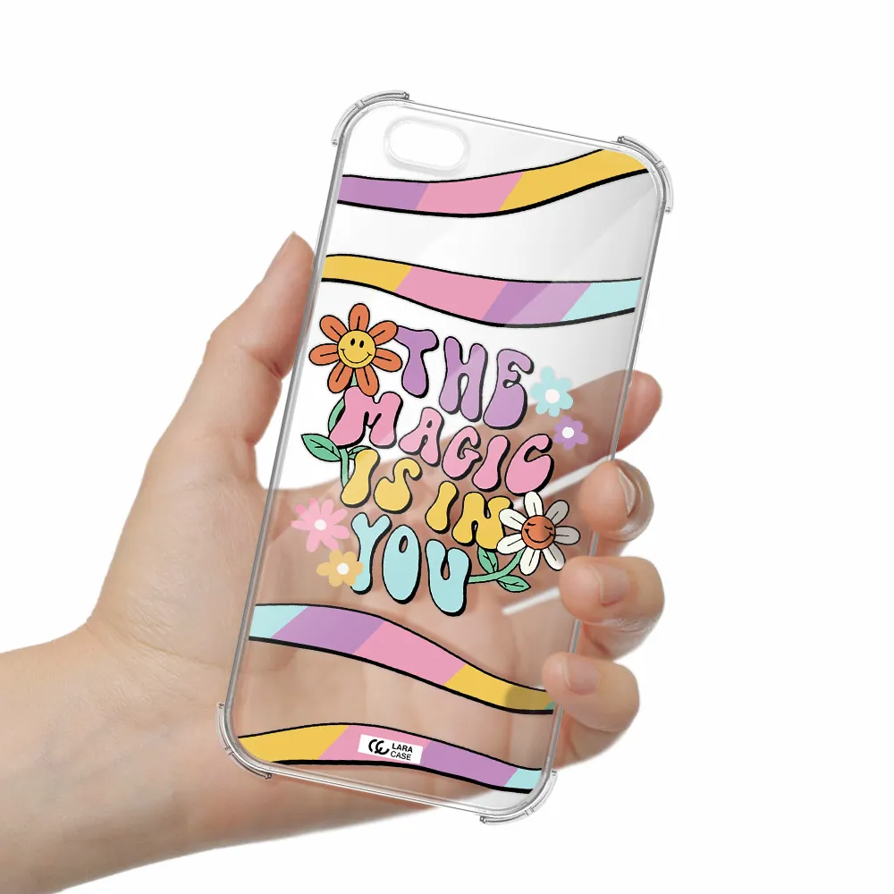 a cartoon text with flowers Apple iPhone 6 s plus Clear PC Case