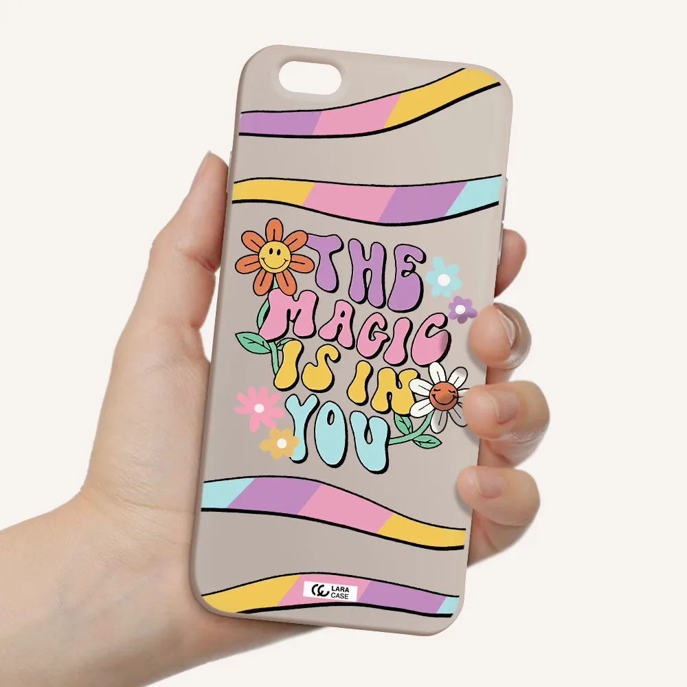 a cartoon text with flowers Apple iPhone 6 s plus Silicone Stone Case