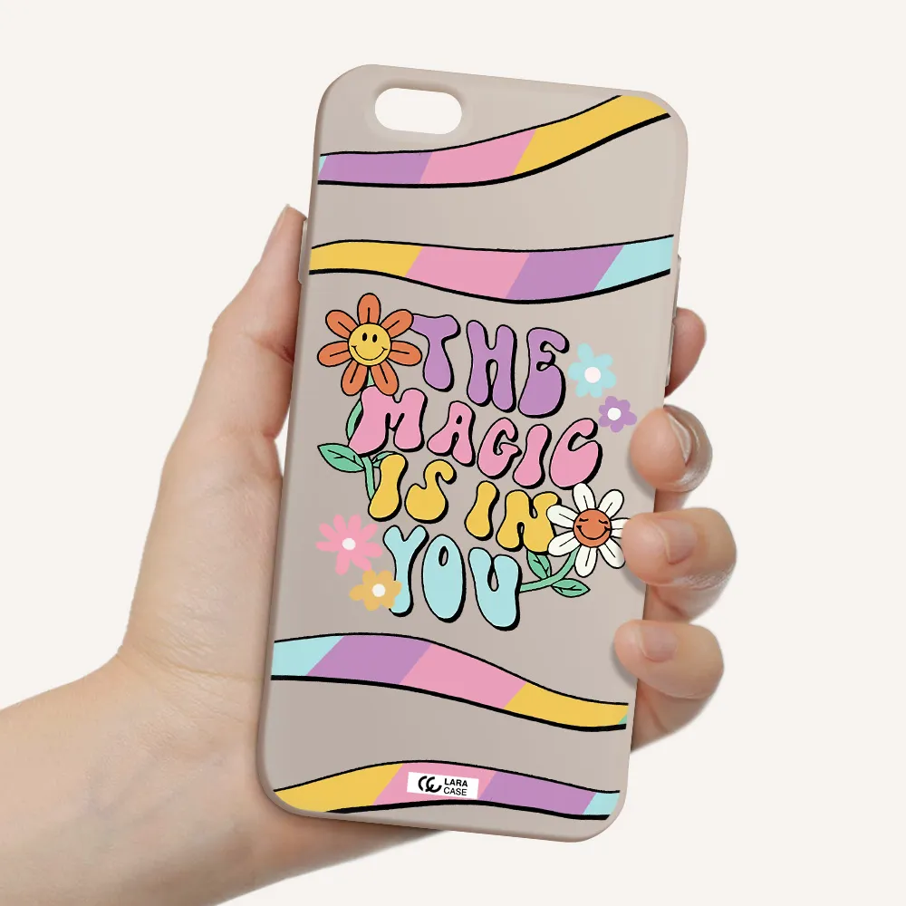 a cartoon text with flowers Apple iPhone 6 Silicone Stone Case