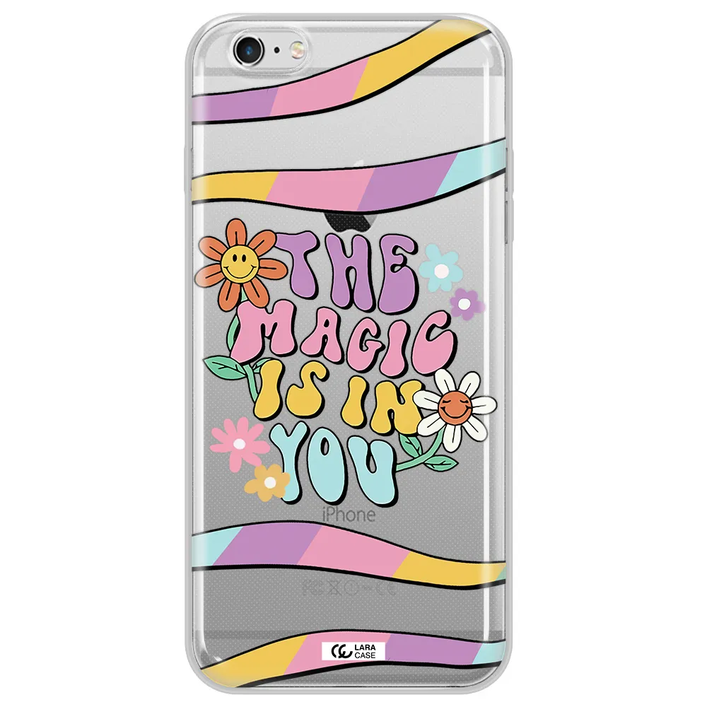 a cartoon text with flowers Apple iPhone 6S Clear TPU Case