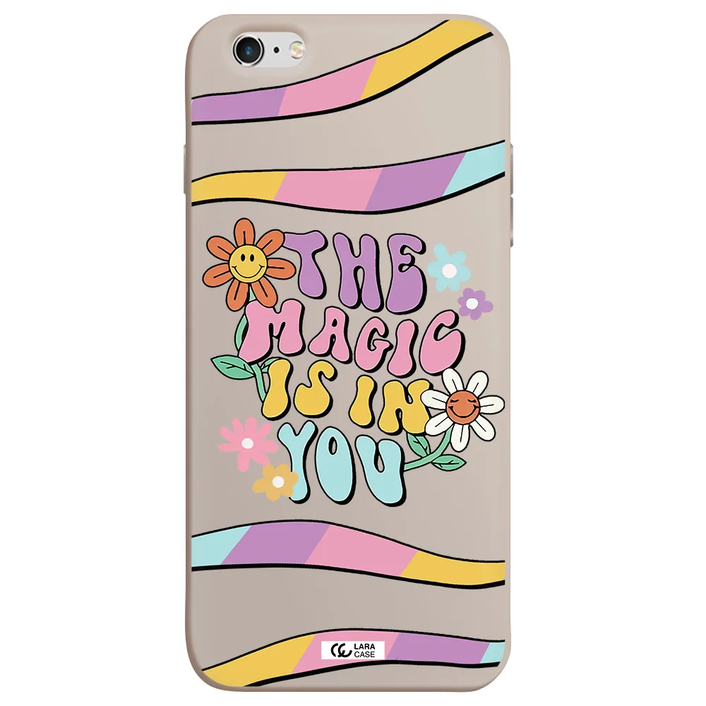 a cartoon text with flowers Apple iPhone 6S Silicone Stone Case