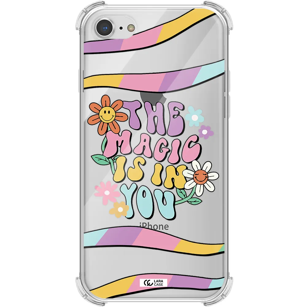 a cartoon text with flowers Apple iPhone 7 Clear PC Case