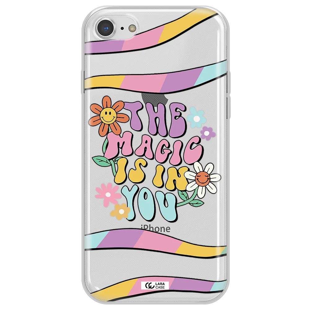 a cartoon text with flowers Apple iPhone 7 Clear TPU Case