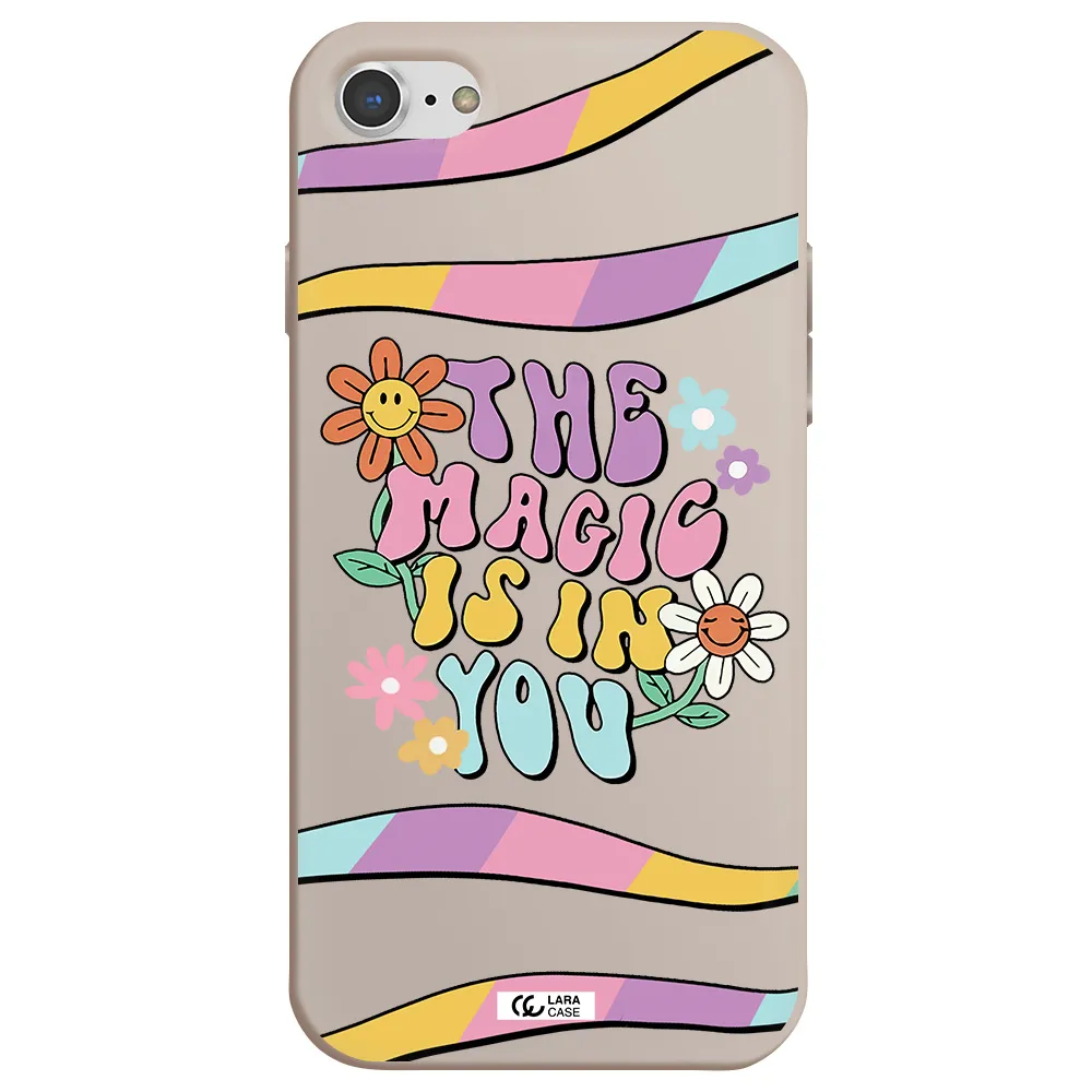 a cartoon text with flowers Apple iPhone 7 Silicone Stone Case
