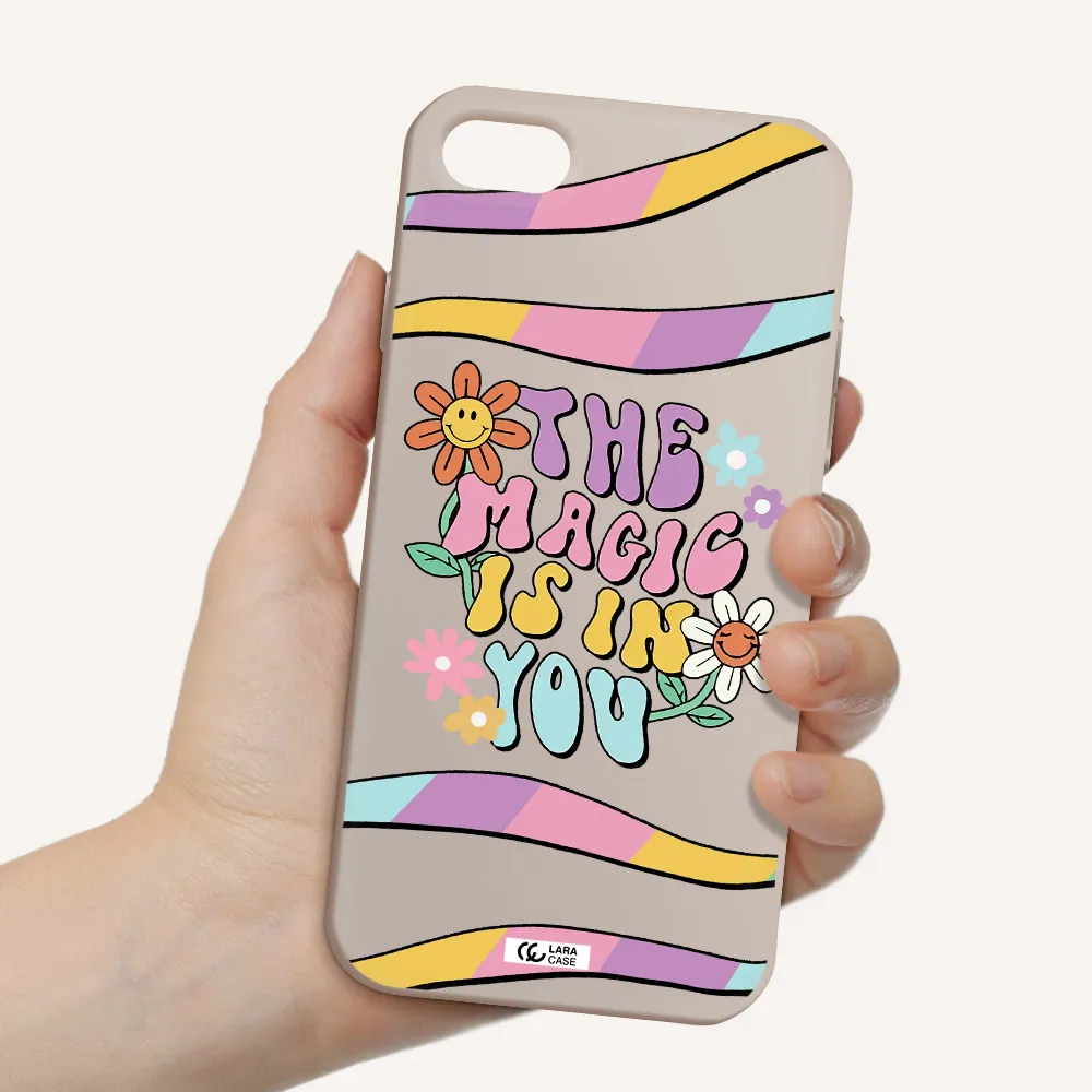 a cartoon text with flowers Apple iPhone 8 Silicone Stone Case