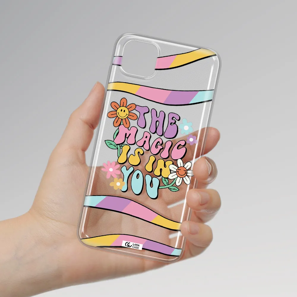 a cartoon text with flowers Huawei Honor 9S Clear TPU Case