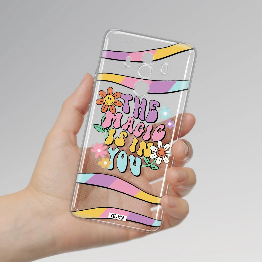 a cartoon text with flowers Huawei Mate 10 Clear TPU Case