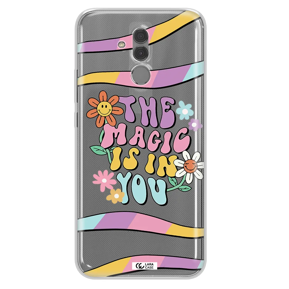 a cartoon text with flowers Huawei Mate 20 Lite Clear TPU Case