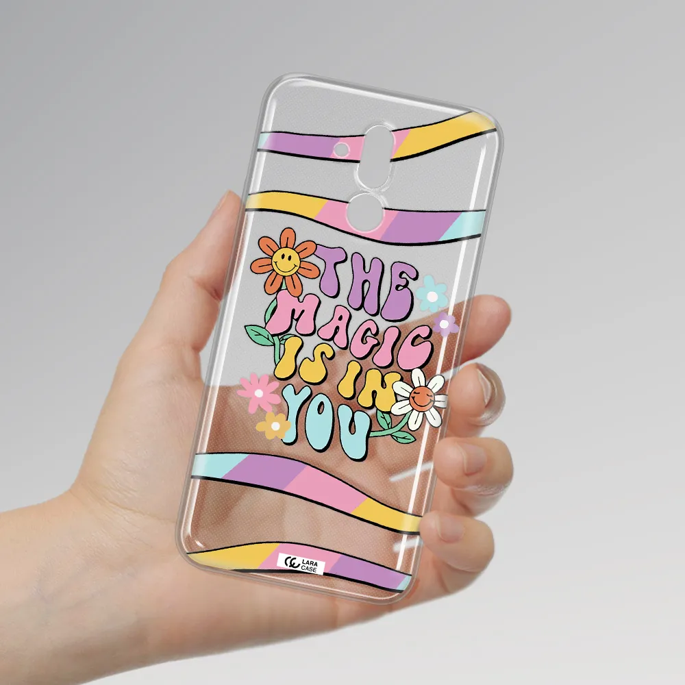 a cartoon text with flowers Huawei Mate 20 Lite Clear TPU Case