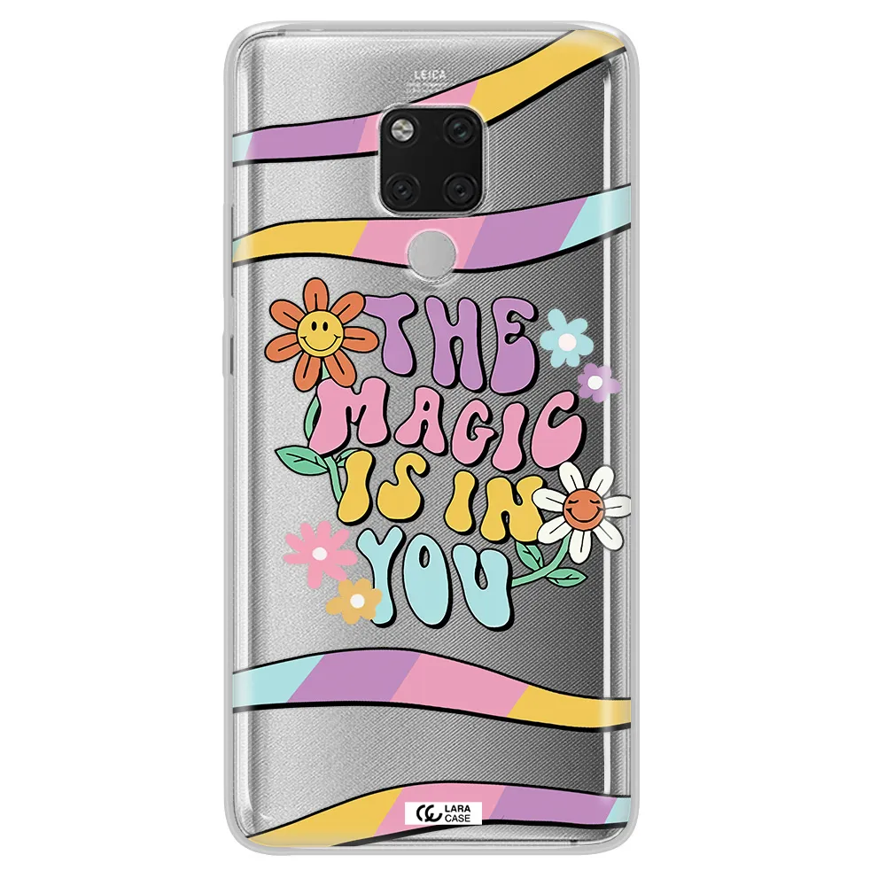 a cartoon text with flowers Huawei Mate 20X Clear TPU Case