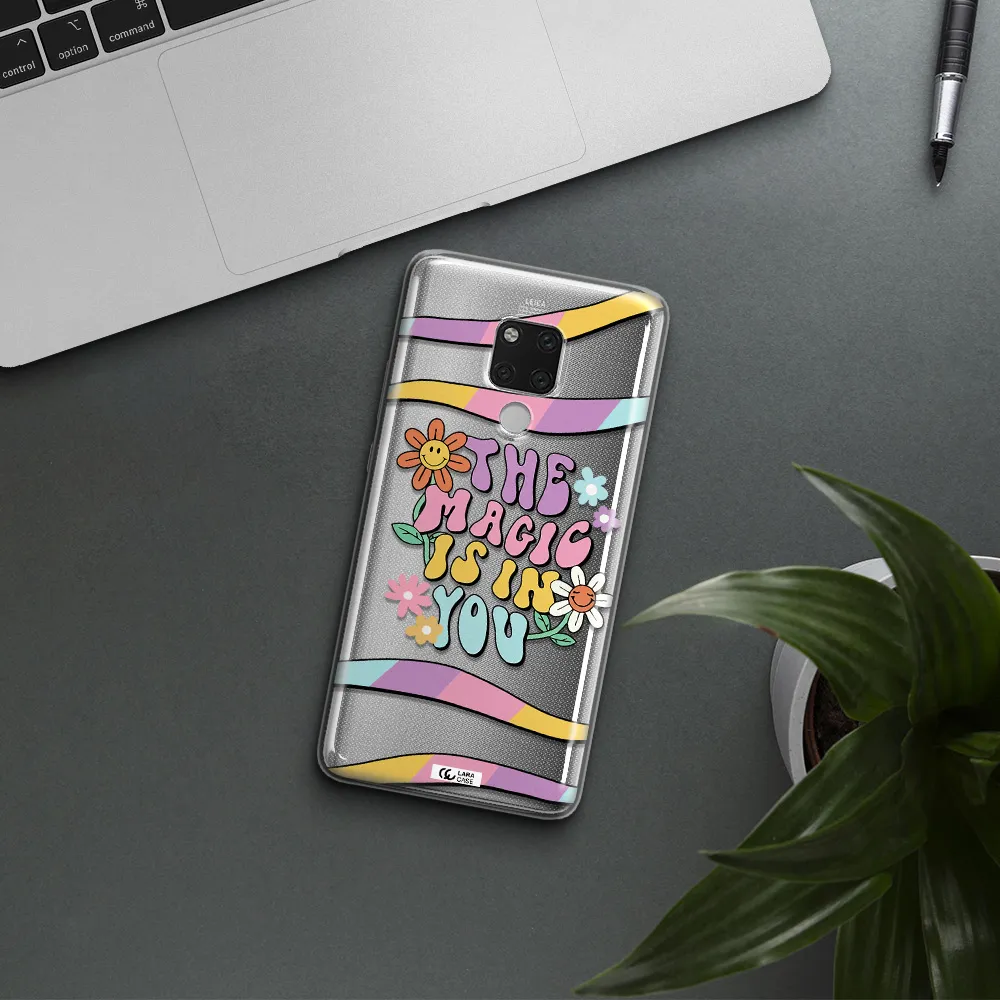 a cartoon text with flowers Huawei Mate 20X Clear TPU Case