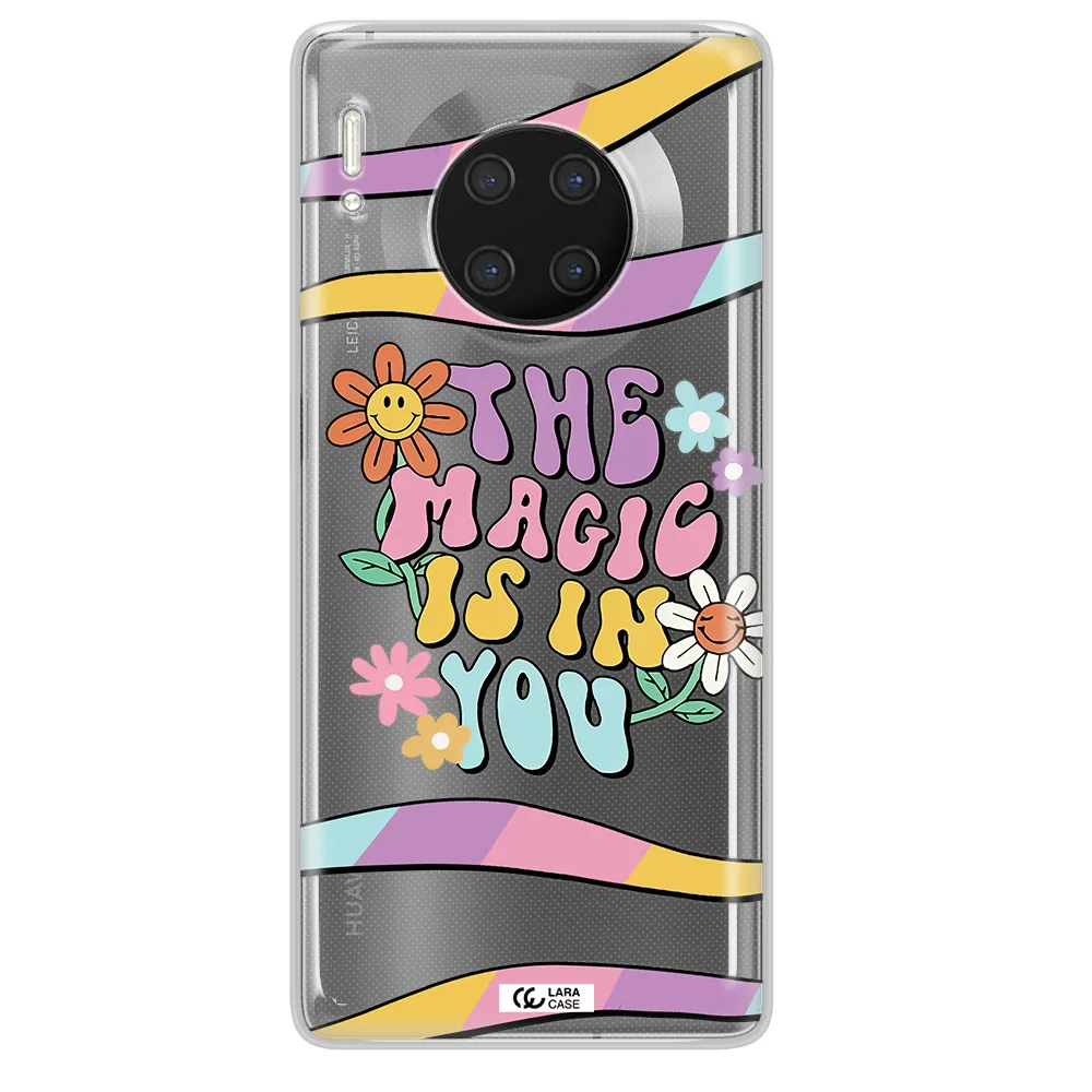 a cartoon text with flowers Huawei Mate 30 Pro Clear TPU Case