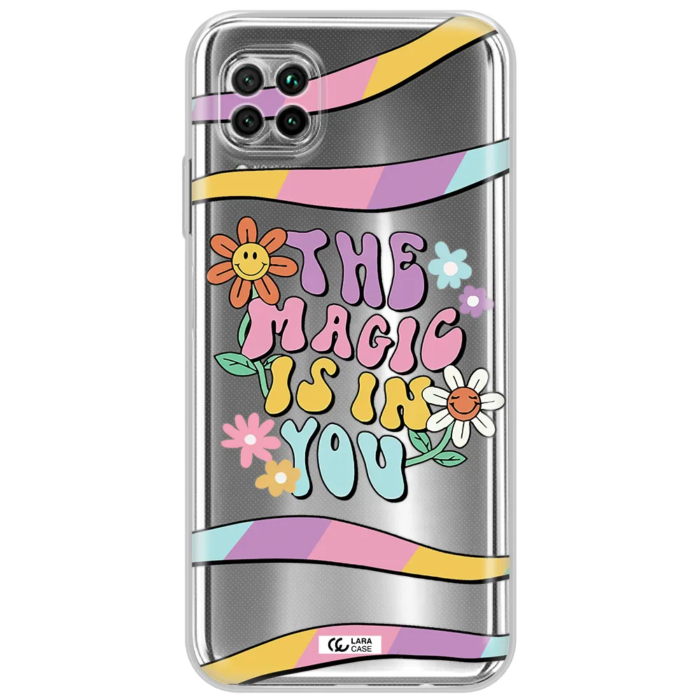 A Cartoon Text With Flowers Huawei Nova 7I Clear Tpu Case