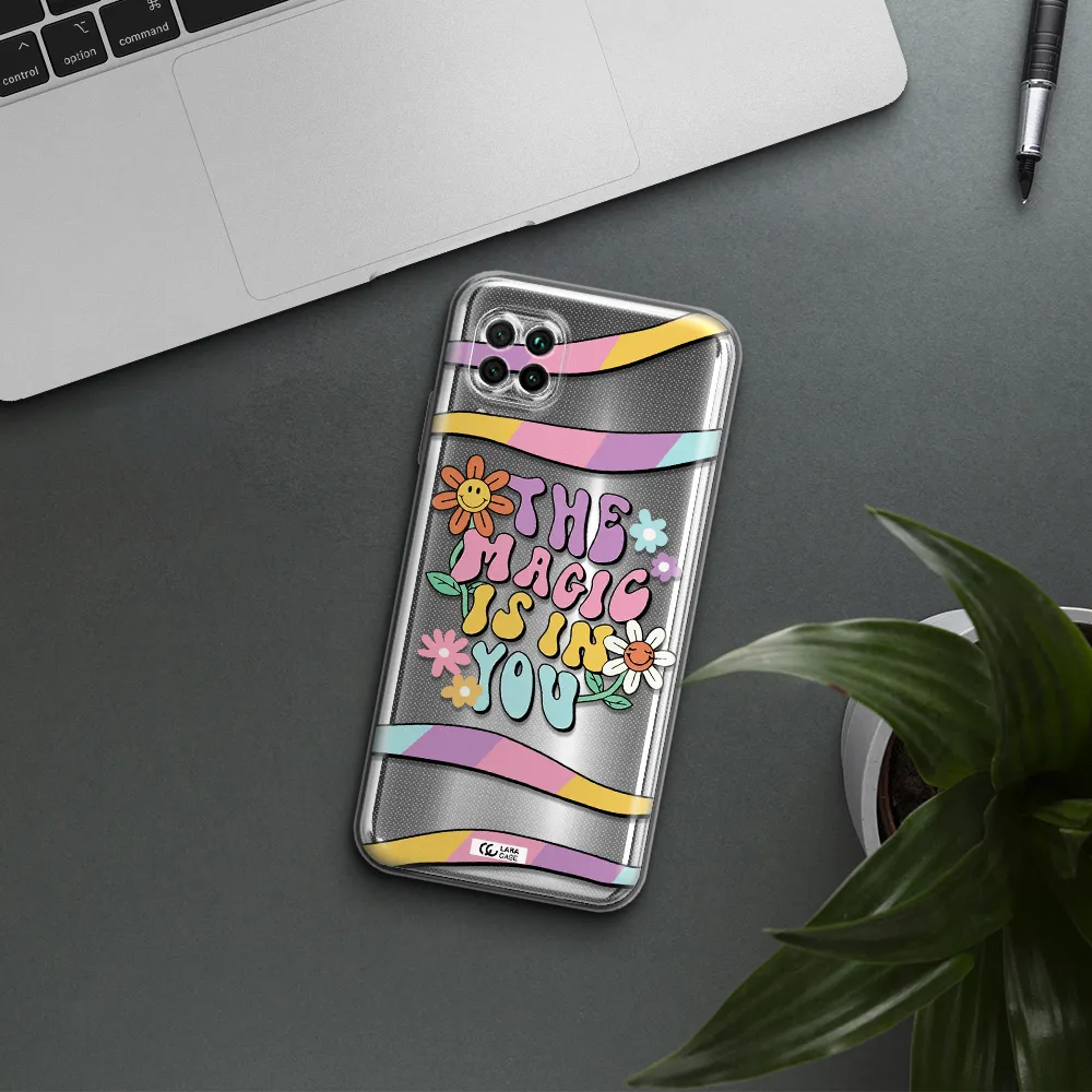 A Cartoon Text With Flowers Huawei Nova 7I Clear Tpu Case