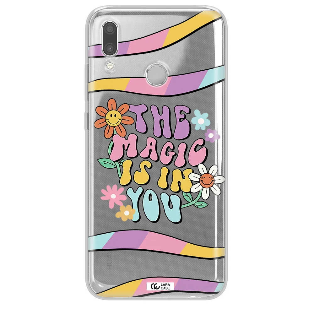 a cartoon text with flowers Huawei P Smart 2019 Clear TPU Case