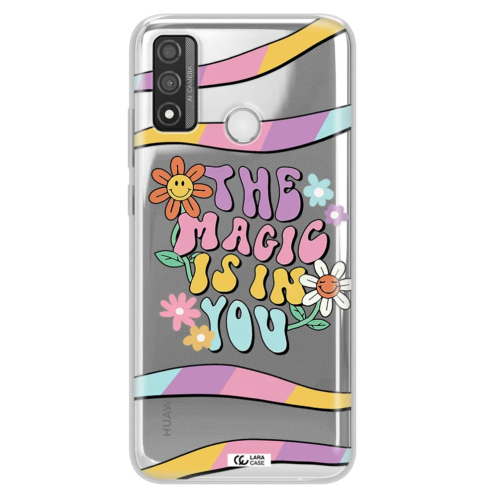 a cartoon text with flowers Huawei P Smart 2020 Clear TPU Case