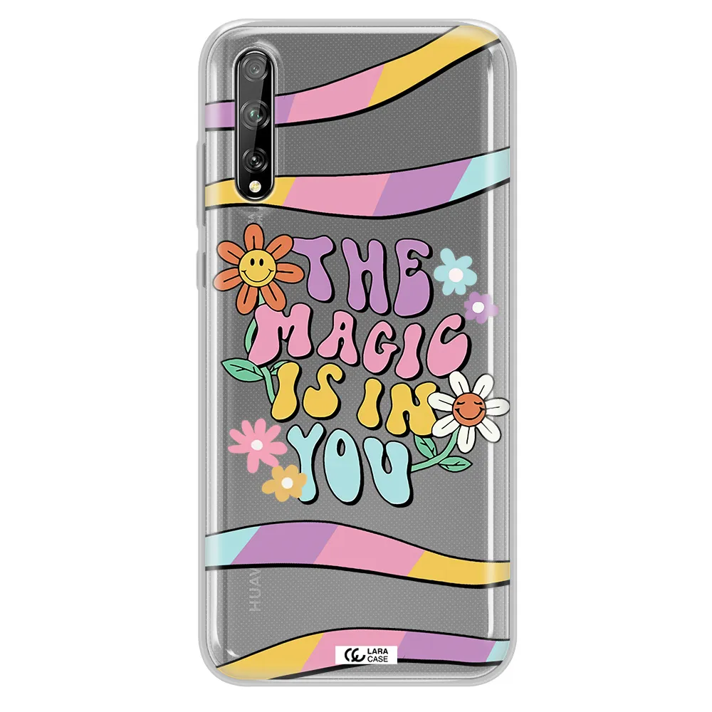 a cartoon text with flowers Huawei P Smart S Clear TPU Case