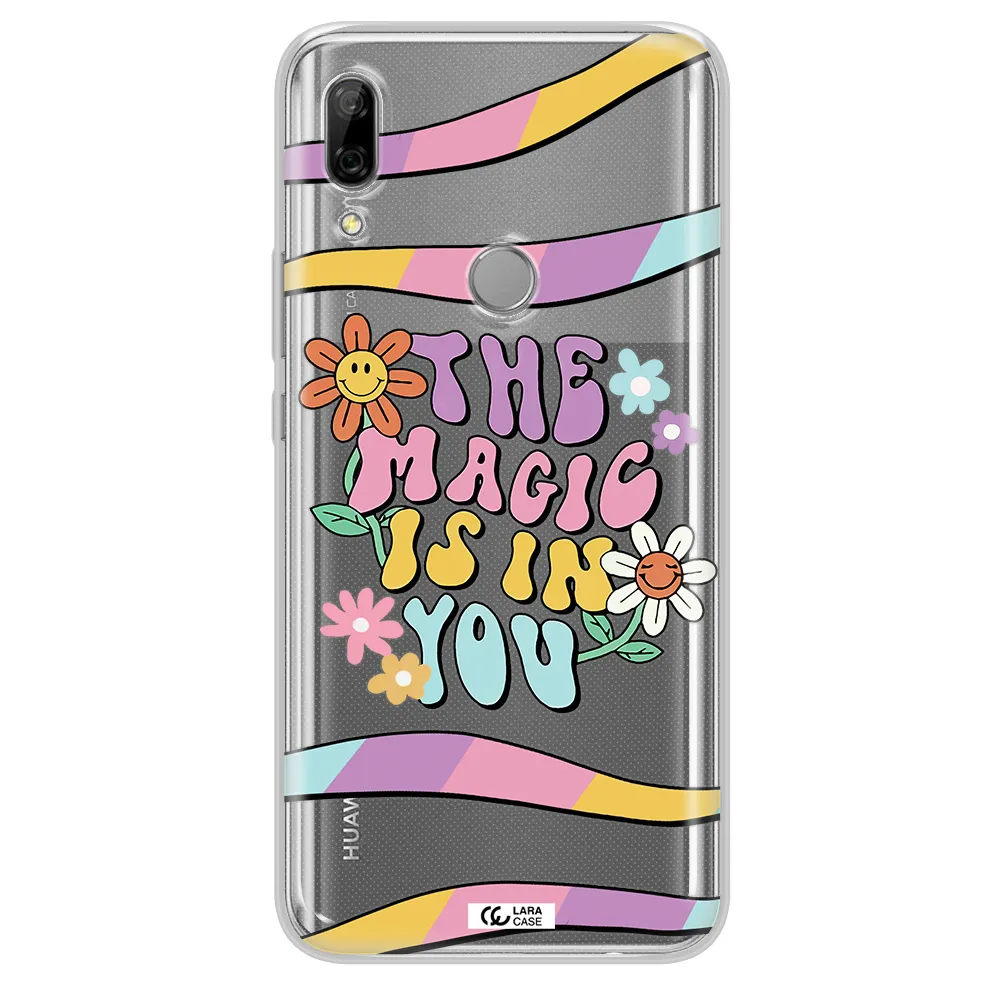 a cartoon text with flowers Huawei P Smart Z Clear TPU Case