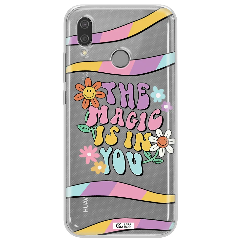 a cartoon text with flowers Huawei P20 Lite Clear TPU Case