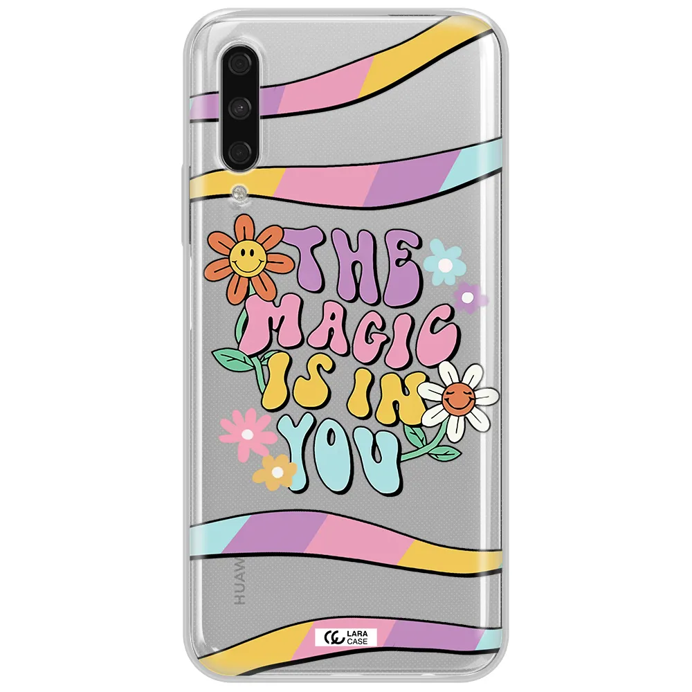A Cartoon Text With Flowers Huawei Y9S Clear Tpu Case