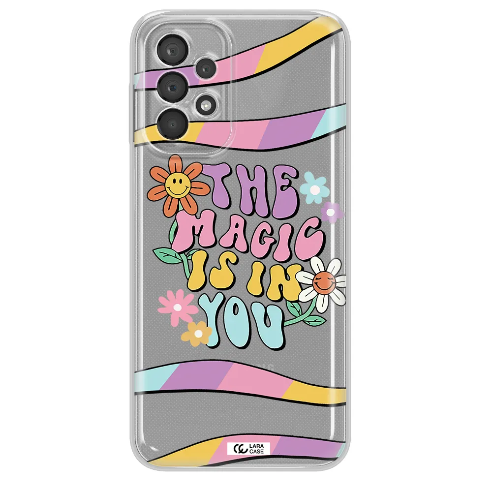 A Cartoon Text With Flowers Samsung A23 5G Clear Tpu Case