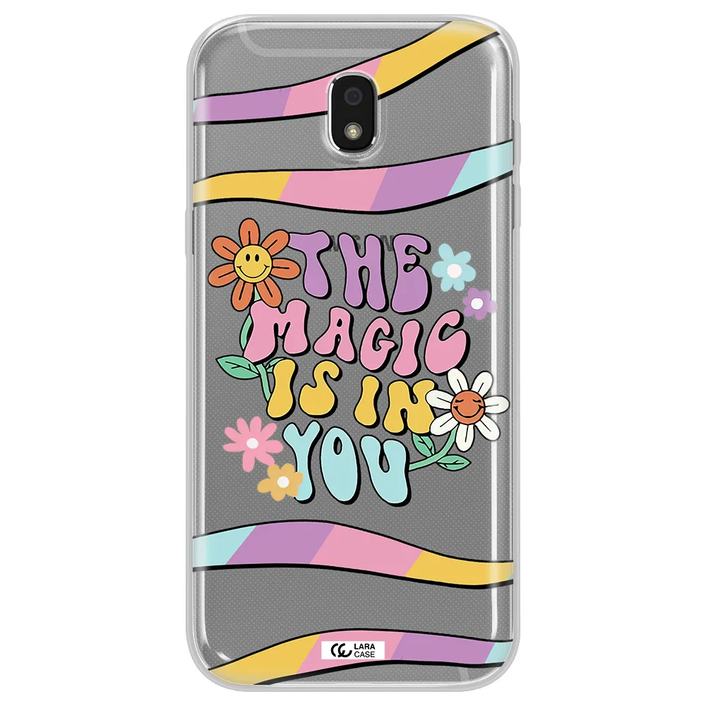 a cartoon text with flowers Samsung J5 2017 Clear TPU Case