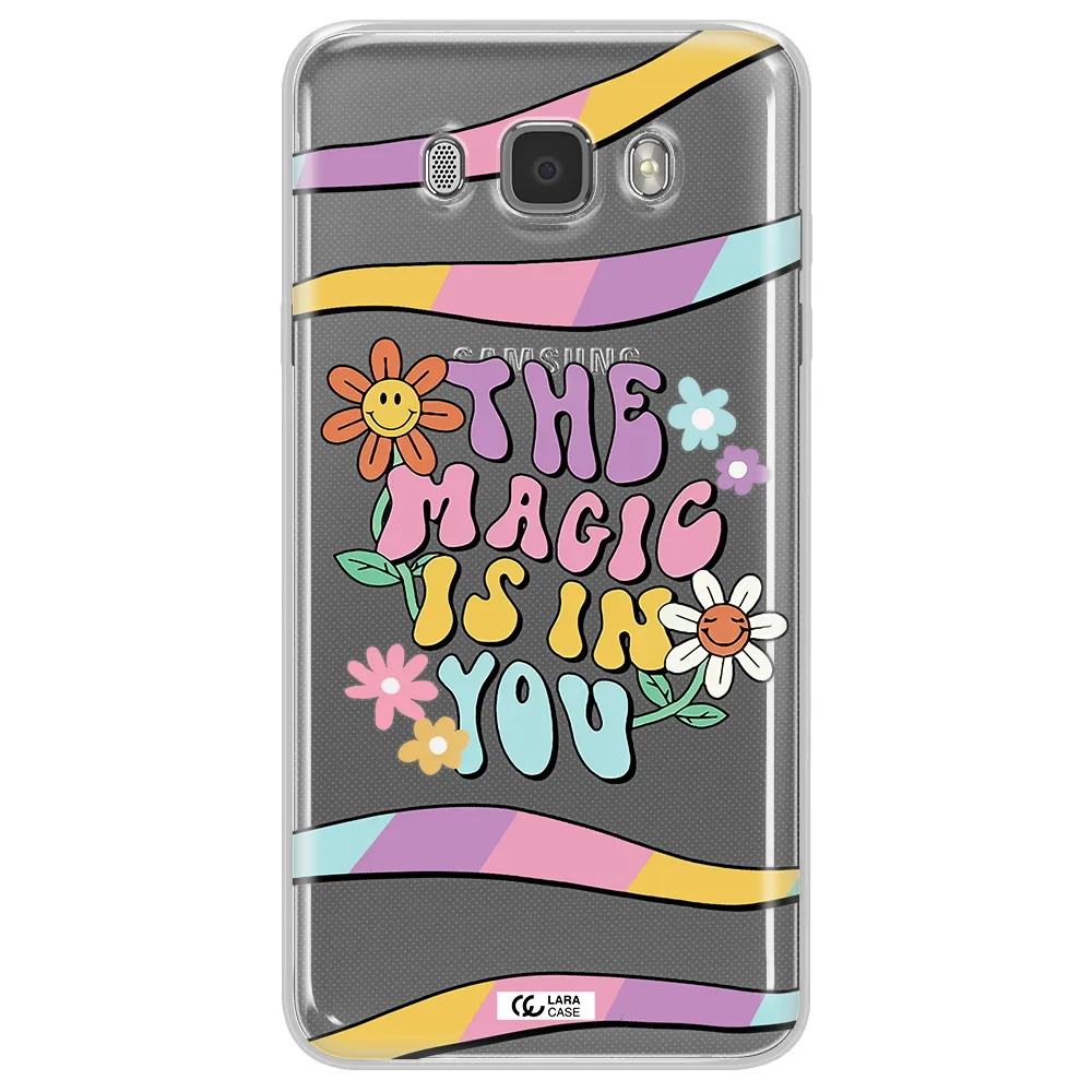 a cartoon text with flowers Samsung J7 2016 Clear TPU Case