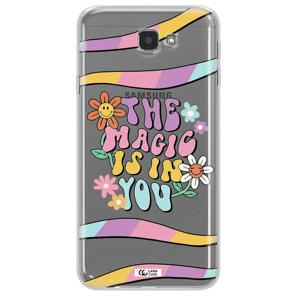 a cartoon text with flowers Samsung J7 Prim Clear TPU Case