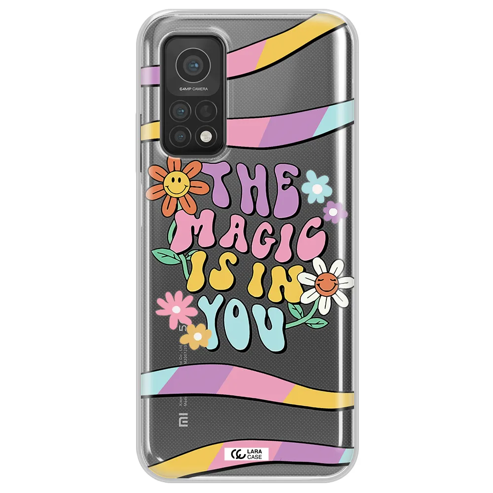 a cartoon text with flowers Xiaomi Mi 10T Clear TPU Case