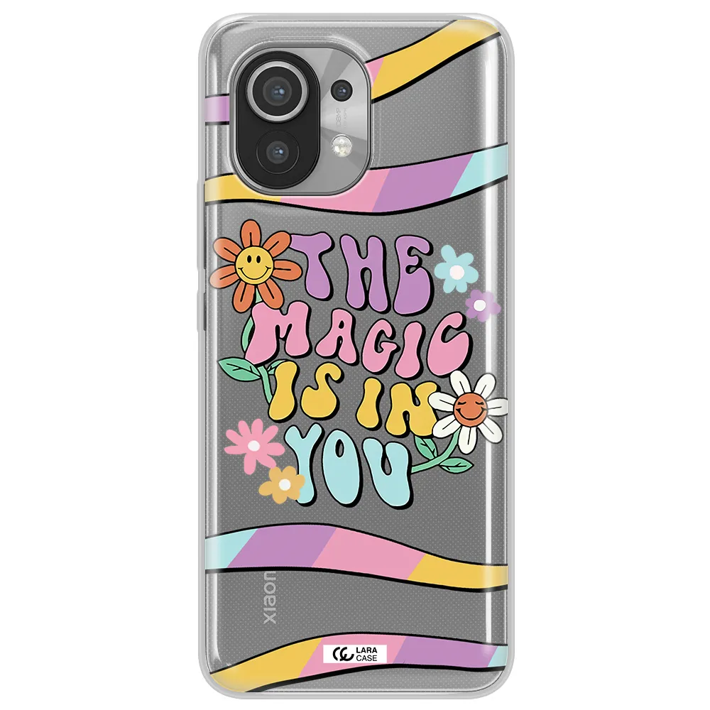 a cartoon text with flowers Xiaomi Mi 11 Clear TPU Case