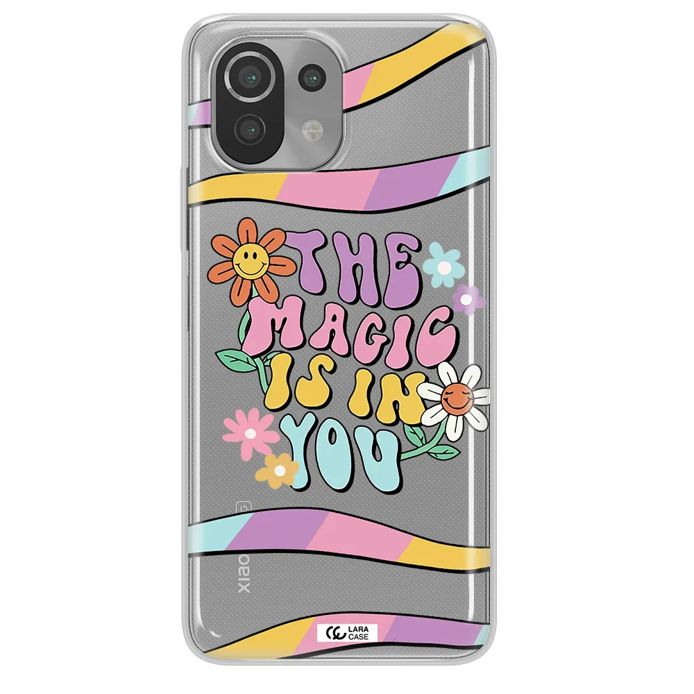 a cartoon text with flowers Xiaomi Mi 11 Lite Clear TPU Case