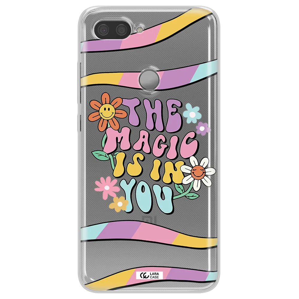 a cartoon text with flowers Xiaomi Mi 8 Lite Clear TPU Case