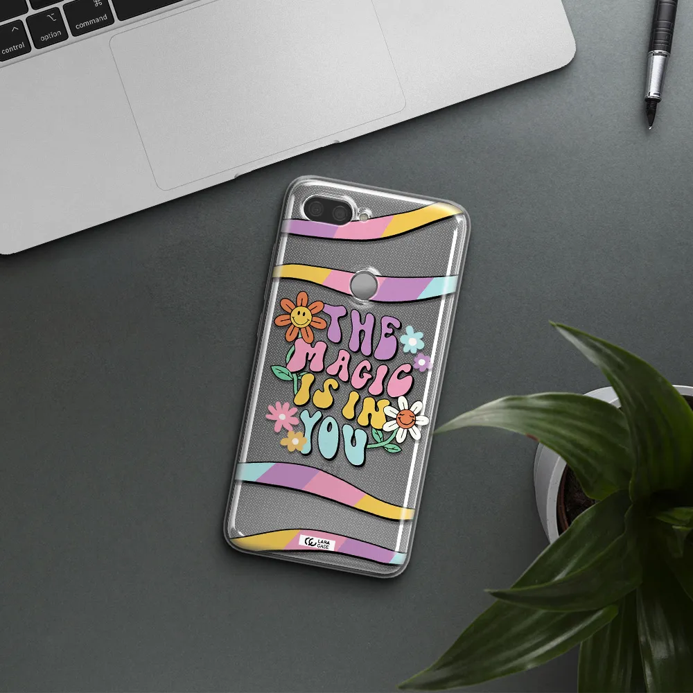 a cartoon text with flowers Xiaomi Mi 8 Lite Clear TPU Case
